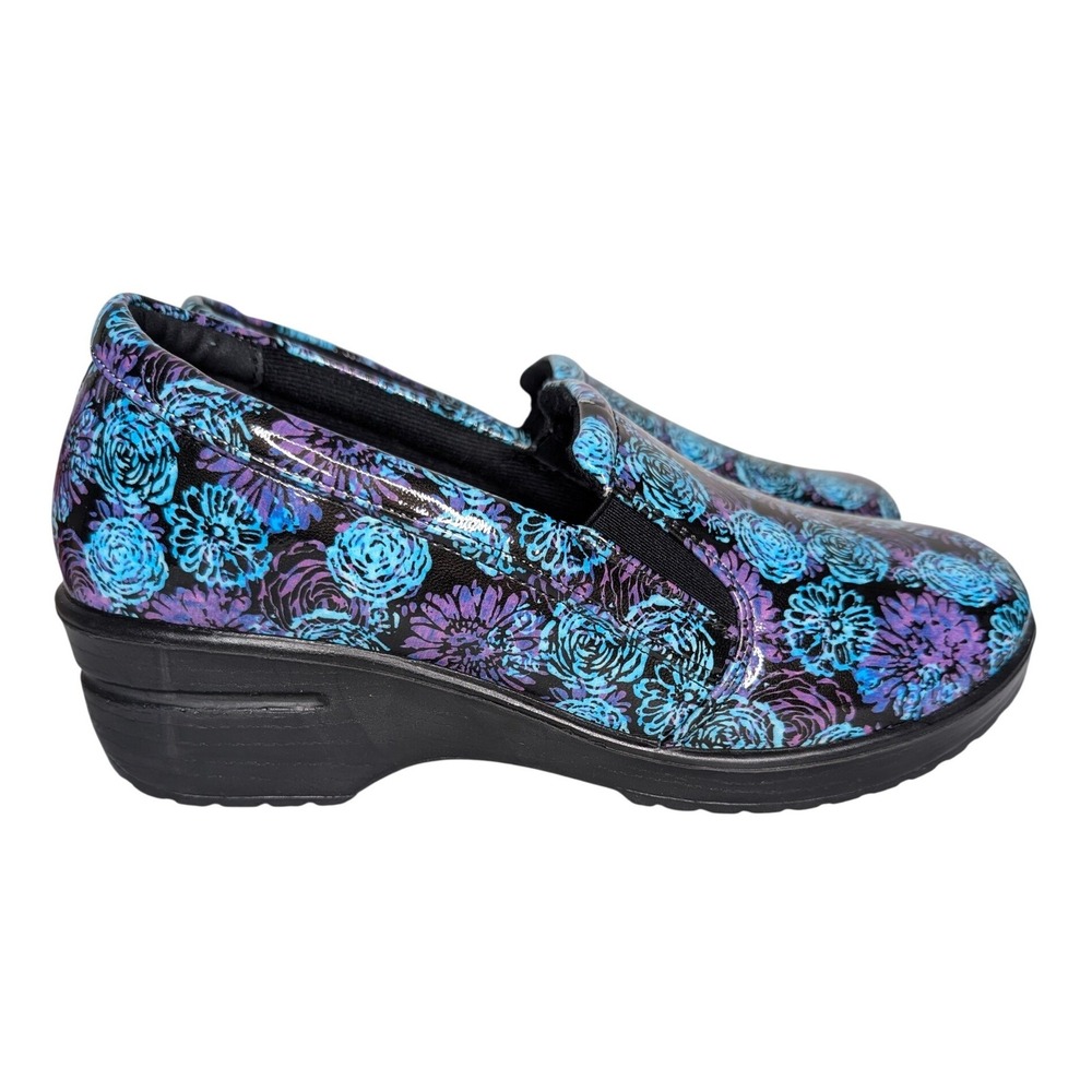 Easy Works Floral Slip Resistant Nursing Work Clogs Cushioned Comfort Shoes 10W